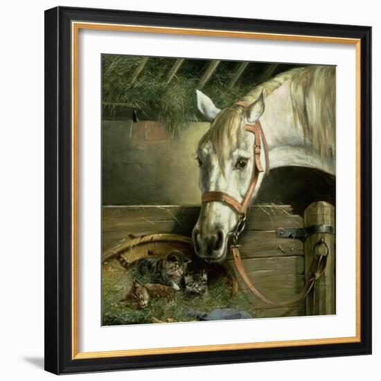 Horse and Kittens, 1890-Moritz Muller-Framed Giclee Print