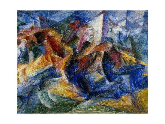 Horse And Rider And Buildings 1914 Giclee Print Umberto Boccioni Art Com
