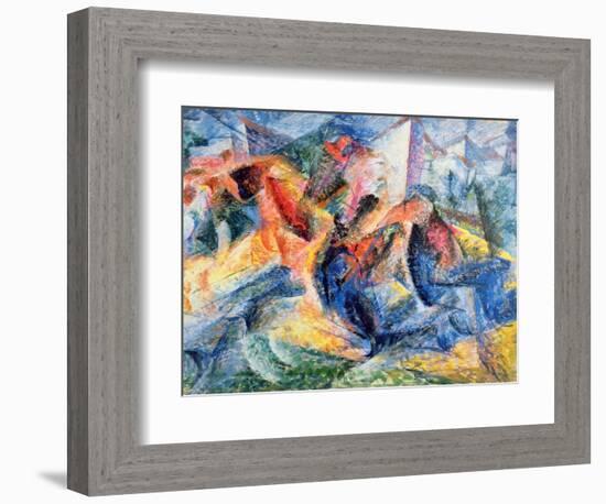 Horse and Rider and Buildings, 1914-Umberto Boccioni-Framed Giclee Print