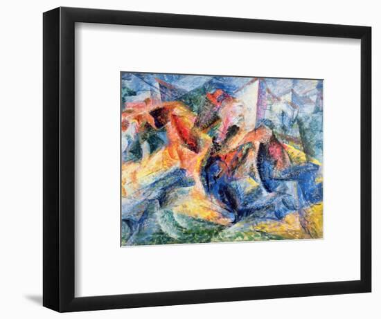 Horse and Rider and Buildings, 1914-Umberto Boccioni-Framed Giclee Print