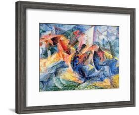 Horse and Rider and Buildings, 1914-Umberto Boccioni-Framed Giclee Print