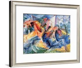 Horse and Rider and Buildings, 1914-Umberto Boccioni-Framed Giclee Print
