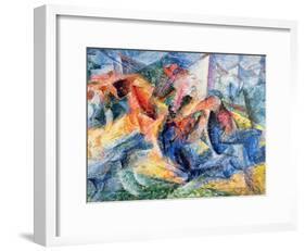 Horse and Rider and Buildings, 1914-Umberto Boccioni-Framed Giclee Print