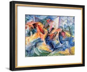 Horse and Rider and Buildings, 1914-Umberto Boccioni-Framed Giclee Print