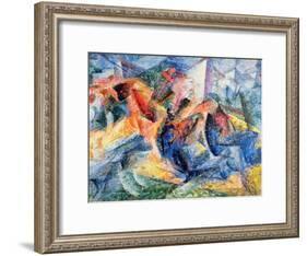 Horse and Rider and Buildings, 1914-Umberto Boccioni-Framed Giclee Print