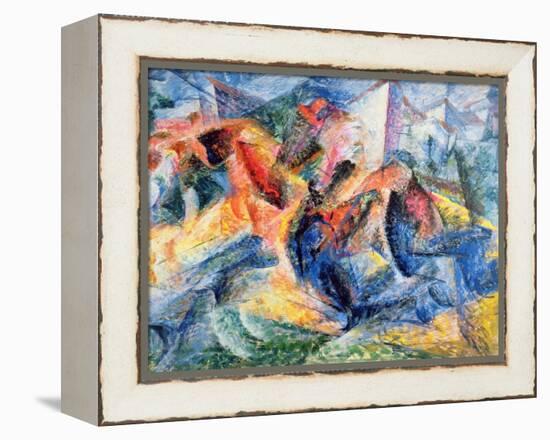 Horse and Rider and Buildings, 1914-Umberto Boccioni-Framed Premier Image Canvas