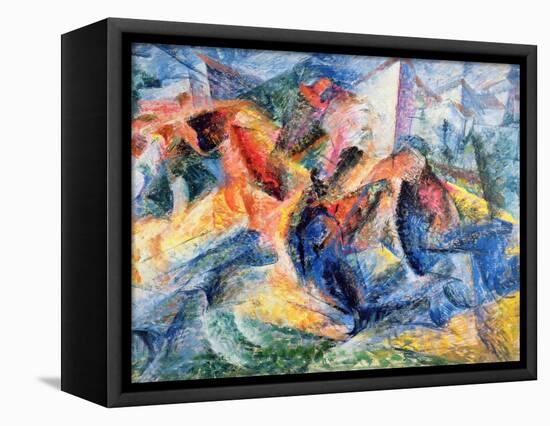 Horse and Rider and Buildings, 1914-Umberto Boccioni-Framed Premier Image Canvas