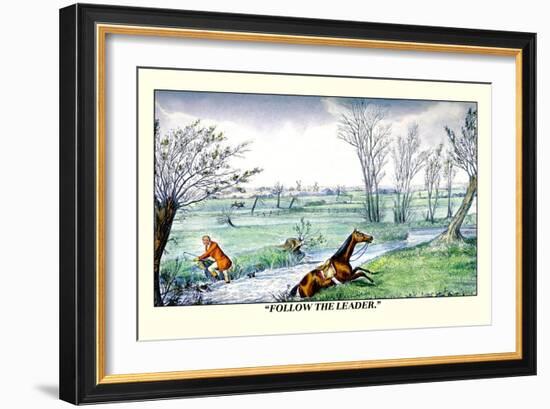 Horse and Rider Climb Out of the Stream on Different Sides-Henry Thomas Alken-Framed Art Print