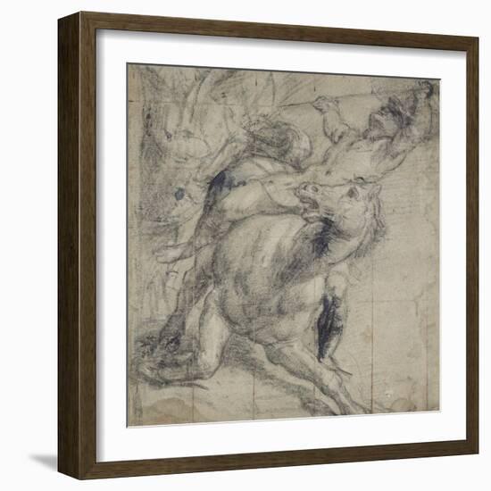 Horse and Rider Falling, C. 1537-Titian (Tiziano Vecelli)-Framed Giclee Print