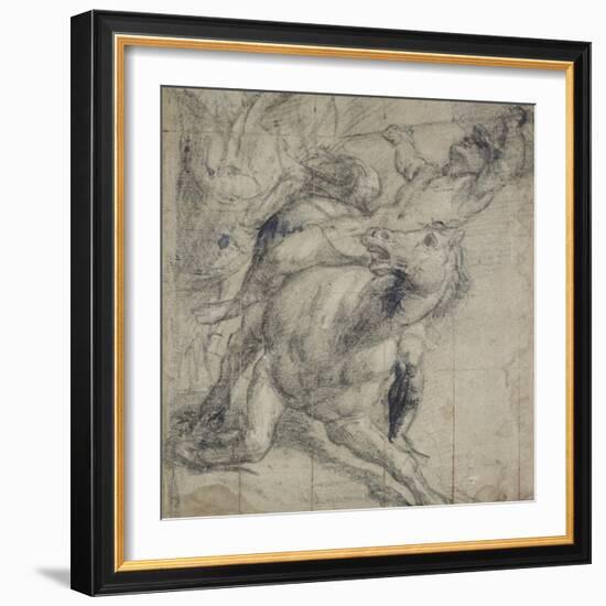 Horse and Rider Falling, C. 1537-Titian (Tiziano Vecelli)-Framed Giclee Print