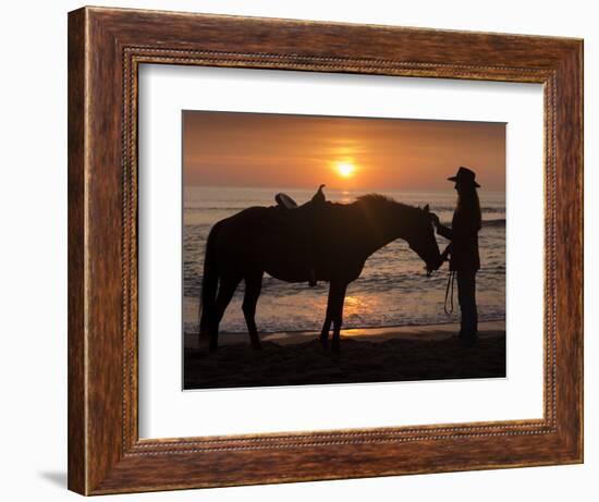 Horse and rider, sunrise, Vilano Beach, Florida-Maresa Pryor-Framed Photographic Print