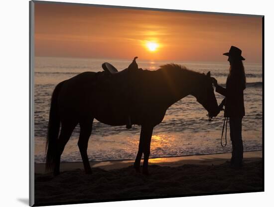 Horse and rider, sunrise, Vilano Beach, Florida-Maresa Pryor-Mounted Photographic Print