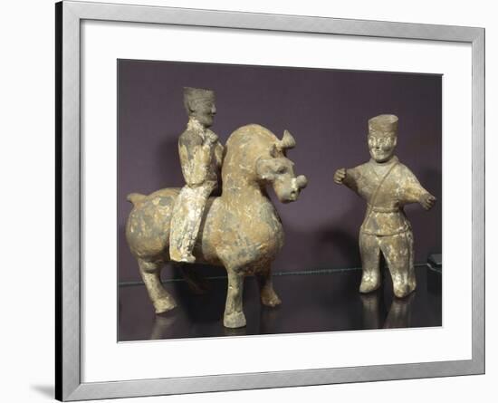 Horse and Rider with Groom, Painted Terracotta Statues, China, Wu Kingdom, 3rd Century-null-Framed Giclee Print