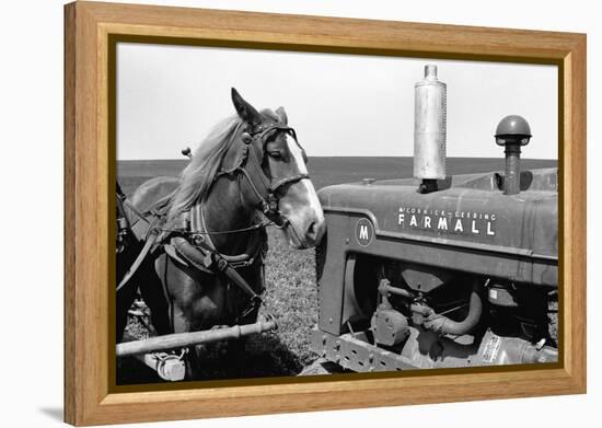 Horse and Tractor-John Vachon-Framed Premier Image Canvas