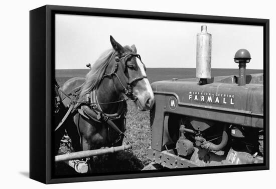 Horse and Tractor-John Vachon-Framed Premier Image Canvas