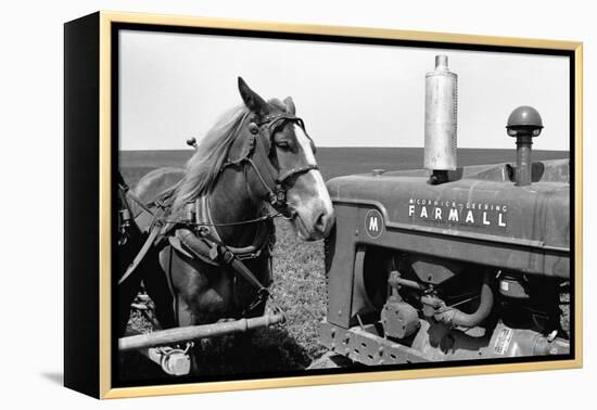 Horse and Tractor-John Vachon-Framed Premier Image Canvas