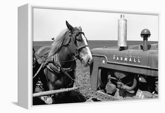 Horse and Tractor-John Vachon-Framed Premier Image Canvas