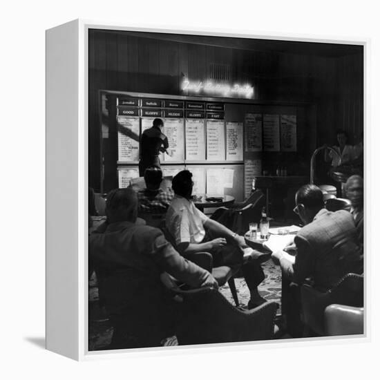 Horse Betting and Bookmakers Going on as a Gambling Option-J^ R^ Eyerman-Framed Premier Image Canvas