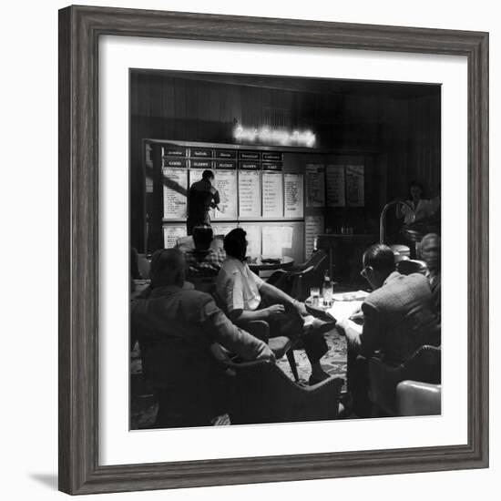 Horse Betting and Bookmakers Going on as a Gambling Option-J^ R^ Eyerman-Framed Photographic Print