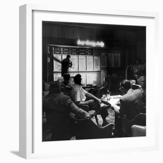 Horse Betting and Bookmakers Going on as a Gambling Option-J^ R^ Eyerman-Framed Photographic Print