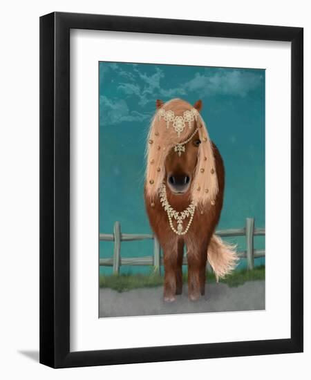 Horse Brown Pony with Bells, Full-Fab Funky-Framed Art Print