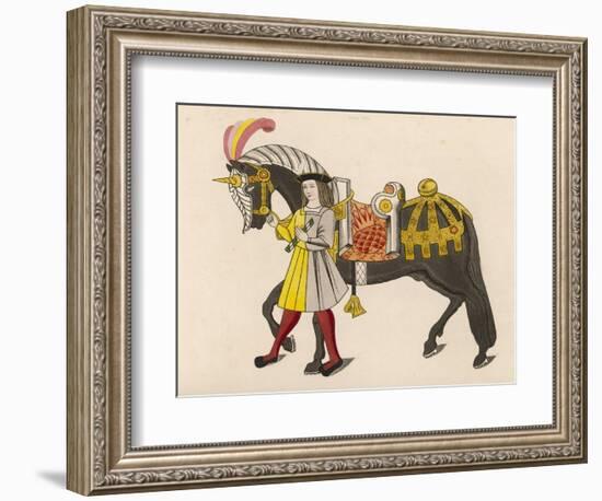 Horse Caparisoned (Dressed in Elaborate Harness Equipment) in Preparation for a Tournament-Henry Shaw-Framed Art Print