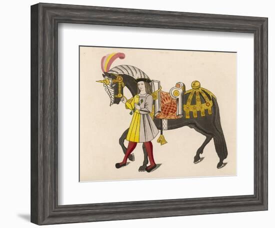 Horse Caparisoned (Dressed in Elaborate Harness Equipment) in Preparation for a Tournament-Henry Shaw-Framed Art Print