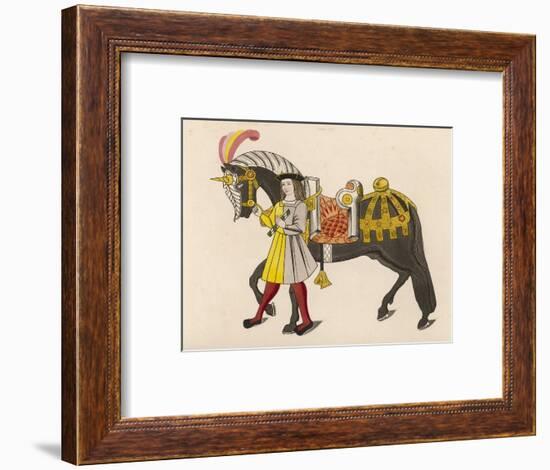 Horse Caparisoned (Dressed in Elaborate Harness Equipment) in Preparation for a Tournament-Henry Shaw-Framed Art Print