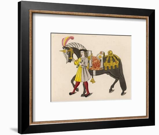 Horse Caparisoned (Dressed in Elaborate Harness Equipment) in Preparation for a Tournament-Henry Shaw-Framed Art Print