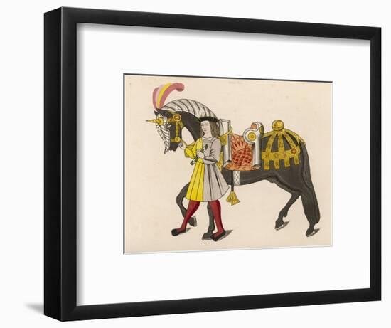 Horse Caparisoned (Dressed in Elaborate Harness Equipment) in Preparation for a Tournament-Henry Shaw-Framed Art Print