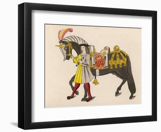 Horse Caparisoned (Dressed in Elaborate Harness Equipment) in Preparation for a Tournament-Henry Shaw-Framed Art Print