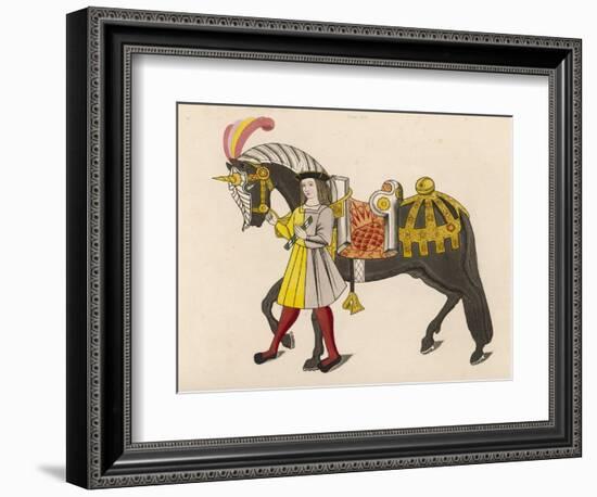 Horse Caparisoned (Dressed in Elaborate Harness Equipment) in Preparation for a Tournament-Henry Shaw-Framed Art Print