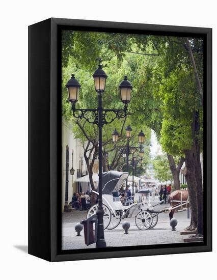 Horse Carriage For Tourists, Zona Colonial, UNESCO World Heritage Site, Dominican Republic-Christian Kober-Framed Premier Image Canvas