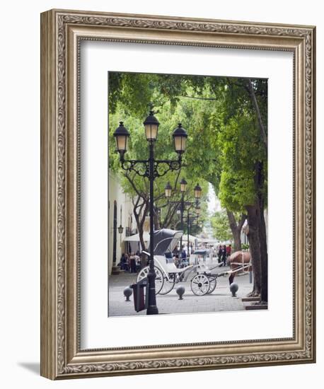 Horse Carriage For Tourists, Zona Colonial, UNESCO World Heritage Site, Dominican Republic-Christian Kober-Framed Photographic Print