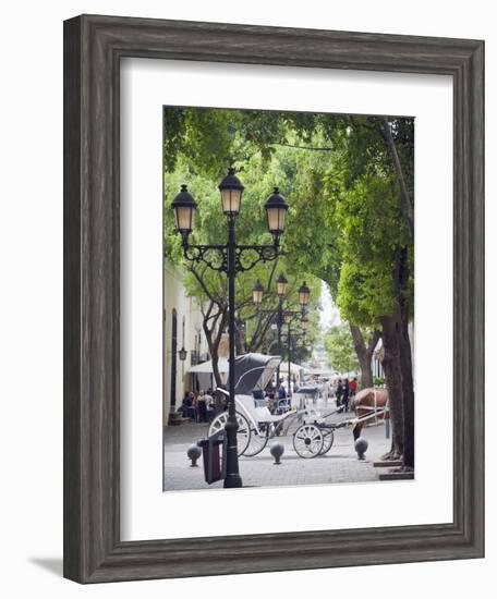 Horse Carriage For Tourists, Zona Colonial, UNESCO World Heritage Site, Dominican Republic-Christian Kober-Framed Photographic Print