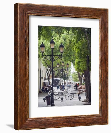 Horse Carriage For Tourists, Zona Colonial, UNESCO World Heritage Site, Dominican Republic-Christian Kober-Framed Photographic Print