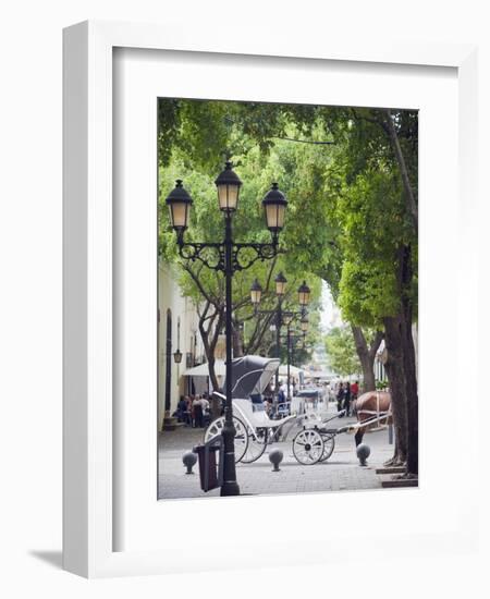 Horse Carriage For Tourists, Zona Colonial, UNESCO World Heritage Site, Dominican Republic-Christian Kober-Framed Photographic Print