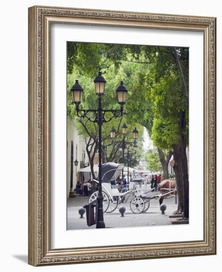 Horse Carriage For Tourists, Zona Colonial, UNESCO World Heritage Site, Dominican Republic-Christian Kober-Framed Photographic Print