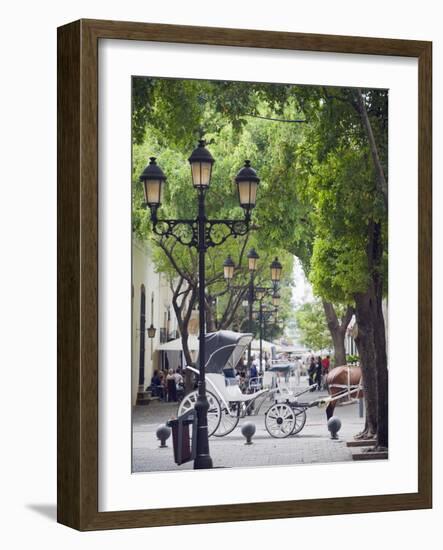 Horse Carriage For Tourists, Zona Colonial, UNESCO World Heritage Site, Dominican Republic-Christian Kober-Framed Photographic Print