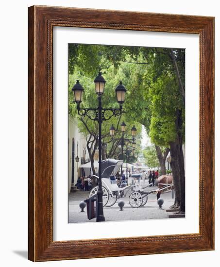 Horse Carriage For Tourists, Zona Colonial, UNESCO World Heritage Site, Dominican Republic-Christian Kober-Framed Photographic Print