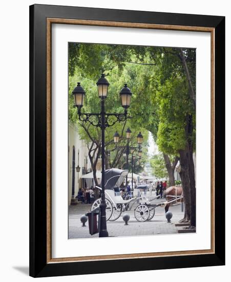 Horse Carriage For Tourists, Zona Colonial, UNESCO World Heritage Site, Dominican Republic-Christian Kober-Framed Photographic Print