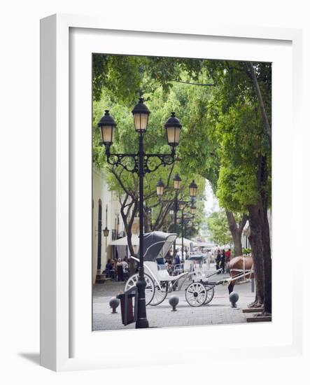 Horse Carriage For Tourists, Zona Colonial, UNESCO World Heritage Site, Dominican Republic-Christian Kober-Framed Photographic Print