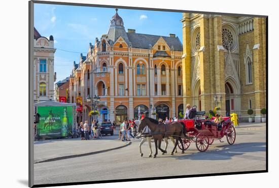 Horse carriage with the Name of Mary Church in Liberty Square, Novi Sad, Serbia.-Keren Su-Mounted Photographic Print