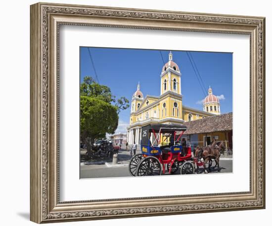 Horse Cart Passing Cathedral De Granada, Park Colon (Park Central), Nicaragua, Central America-Jane Sweeney-Framed Photographic Print