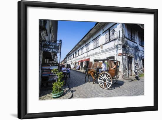 Horse Cart Riding Through the Spanish Colonial Architecture in Vigan, Northern Luzon, Philippines-Michael Runkel-Framed Photographic Print