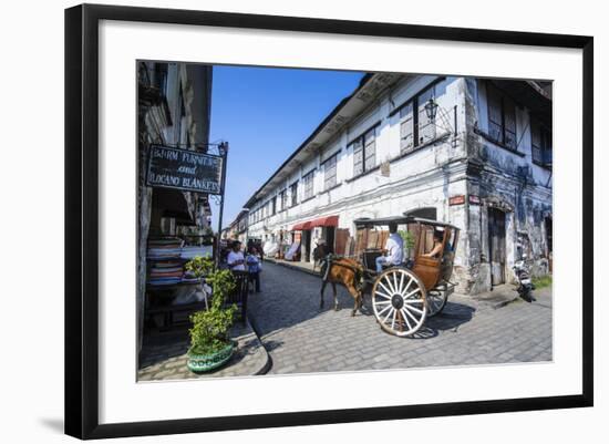 Horse Cart Riding Through the Spanish Colonial Architecture in Vigan, Northern Luzon, Philippines-Michael Runkel-Framed Photographic Print