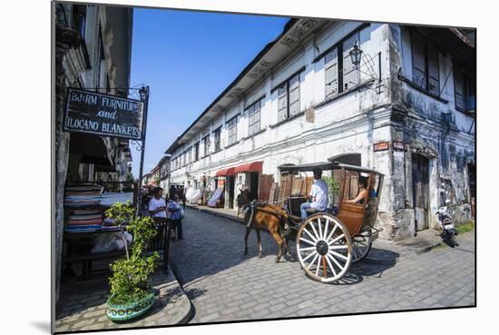 Horse Cart Riding Through the Spanish Colonial Architecture in Vigan, Northern Luzon, Philippines-Michael Runkel-Mounted Photographic Print