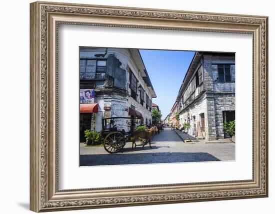 Horse Cart Riding Through the Spanish Colonial Architecture in Vigan, Northern Luzon, Philippines-Michael Runkel-Framed Photographic Print