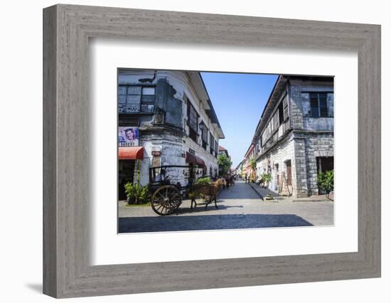 Horse Cart Riding Through the Spanish Colonial Architecture in Vigan, Northern Luzon, Philippines-Michael Runkel-Framed Photographic Print