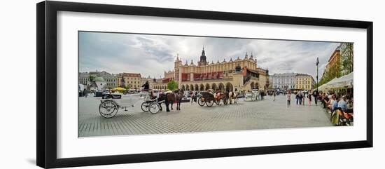 Horse coaches and Cloth Hall at market square, Krakow, Poland-null-Framed Photographic Print